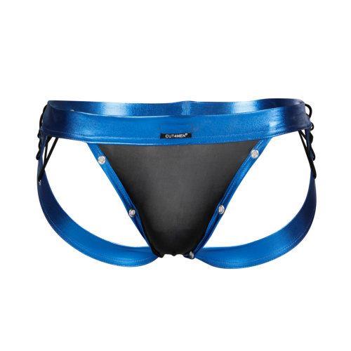 C4M Desire Jockstrap Blue Leatherette in Small – adult toy for women and couples from Love2b