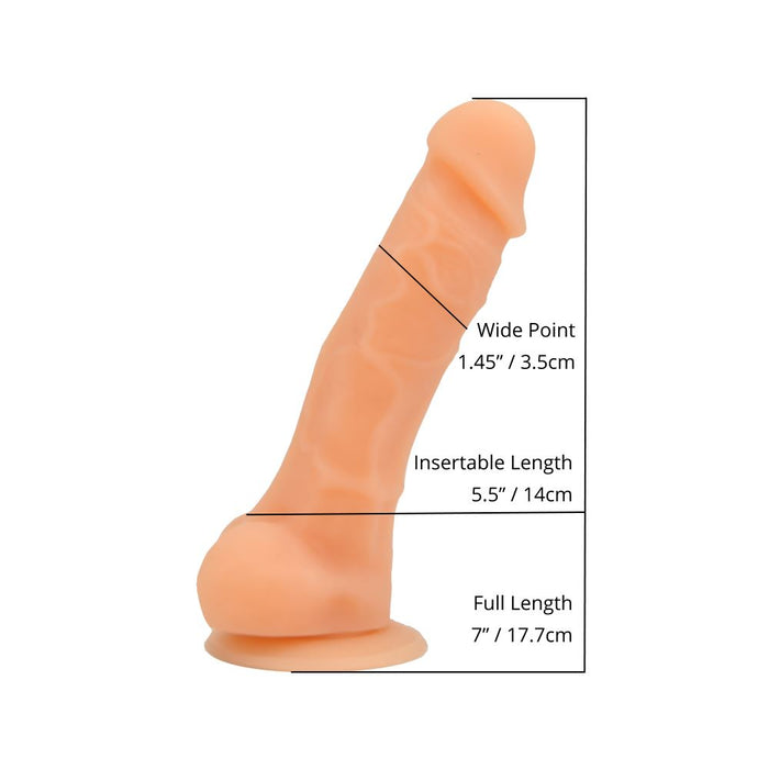 Dildo in silicone realistico Loving Joy da 7 pollici con ventosa e palline alla vaniglia