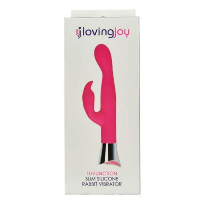 Loving Joy 10 Function Slim Silicone Rabbit Vibrator Pink in Default Title – adult toy for women and couples from Love2b