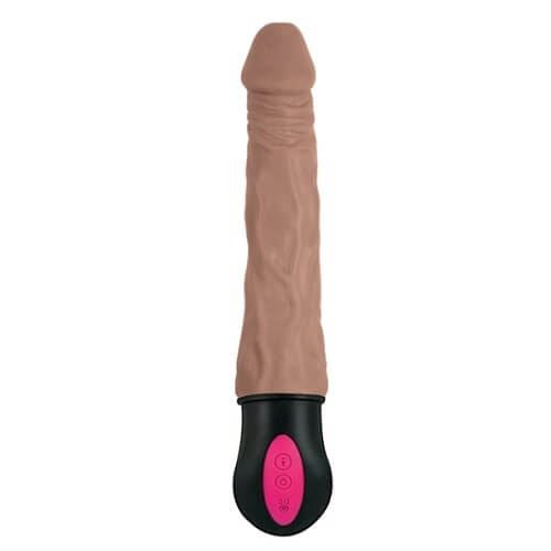 Realistic Warming 7 inch Vibrating Dildo Brown in Default Title – adult toy for women and couples from Love2b