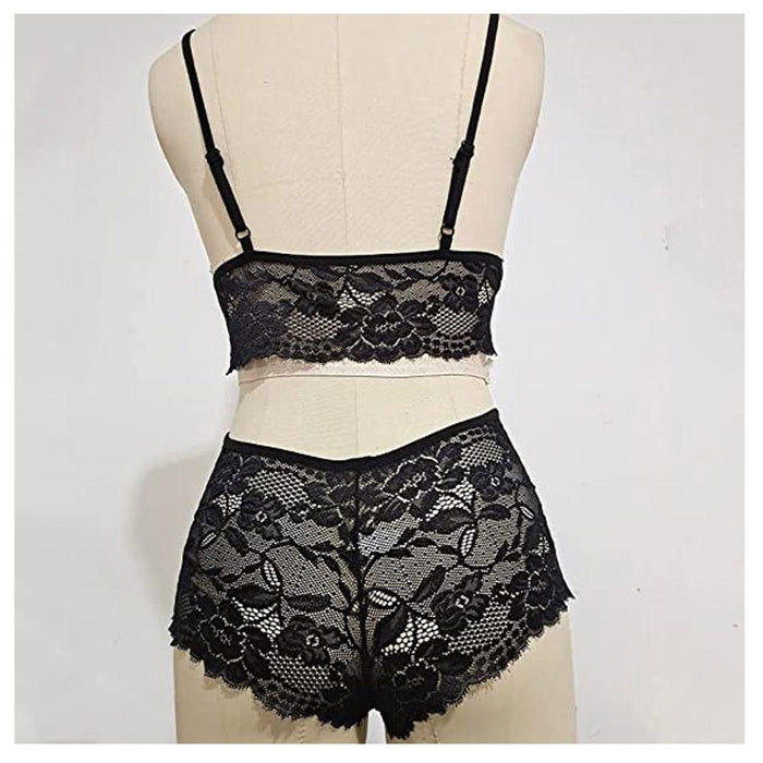 Unleash Your Seductive Side with our Women's Sexy Exotic Lingerie 2 Piece Set in Black!