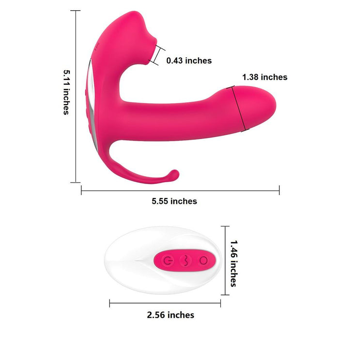 Love2b Premium 3-in-1 Sucking Vibrator Wearable, Remote Control, and Waterproof!