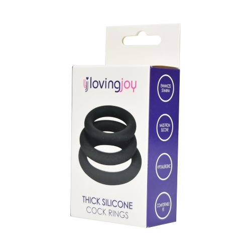 Loving Joy Thick Silicone Cock Rings 3 Pack Gris