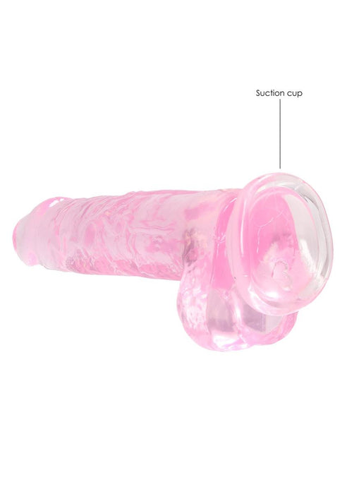 Real Rock Crystal Clear 8" Realistic Dildo With Balls (Pink)