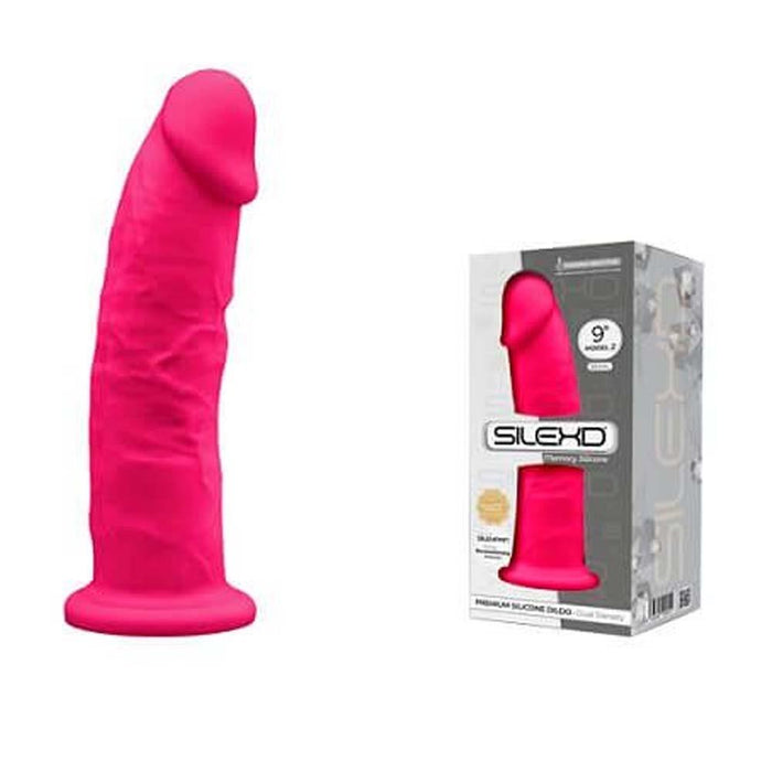 SilexD 9 inch Realistic Silicone Dual Density Dildo with Suction Cup Pink