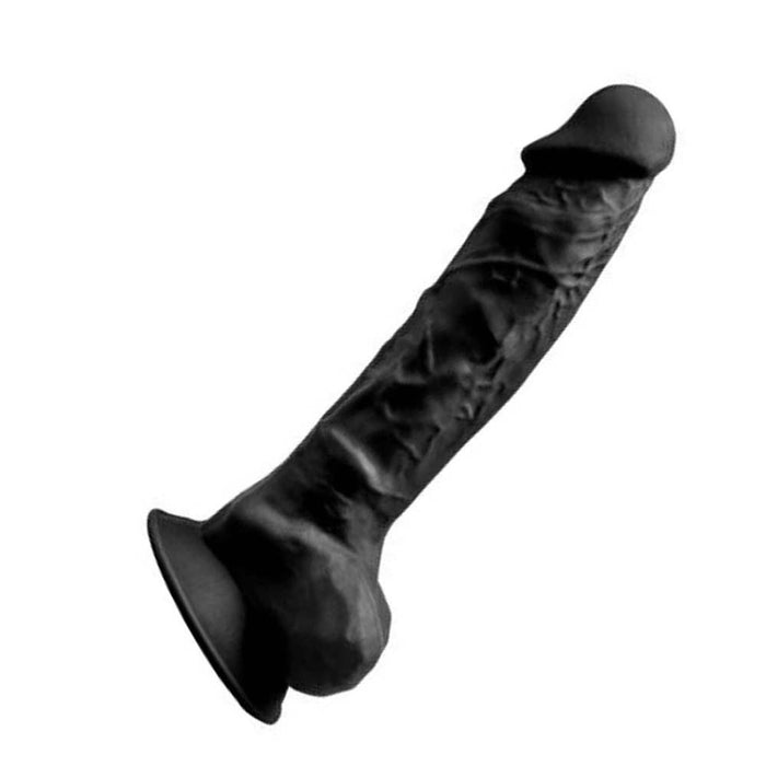 SilexD 9 inch Realistic Silicone Dual Density Dildo with Suction Cup with Balls Black