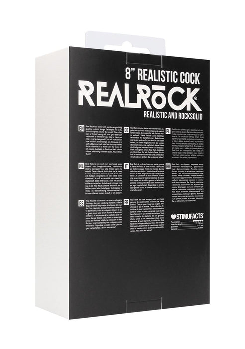 Real Rock Skin - Realistic Cock 8" With Scrotum (Black)