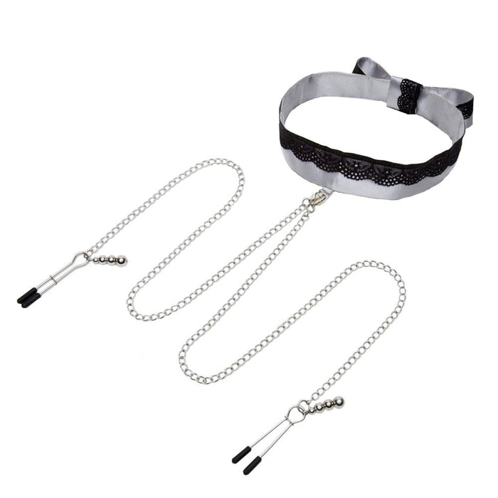 Fifty Shades of Grey Play Nice Satin & Lace Collar & Nipple Clamps