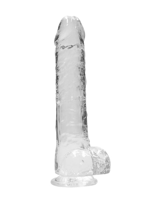 Real Rock Crystal Clear 9" Realistic Dildo With Balls (Transparent)