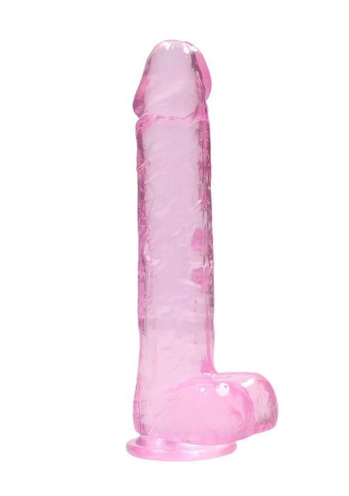 Real Rock Crystal Clear 9" Realistic Dildo With Balls (Pink)