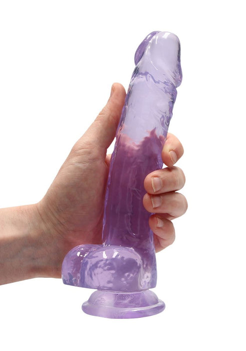 Real Rock Crystal Clear 8" Realistic Dildo With Balls (Purple)