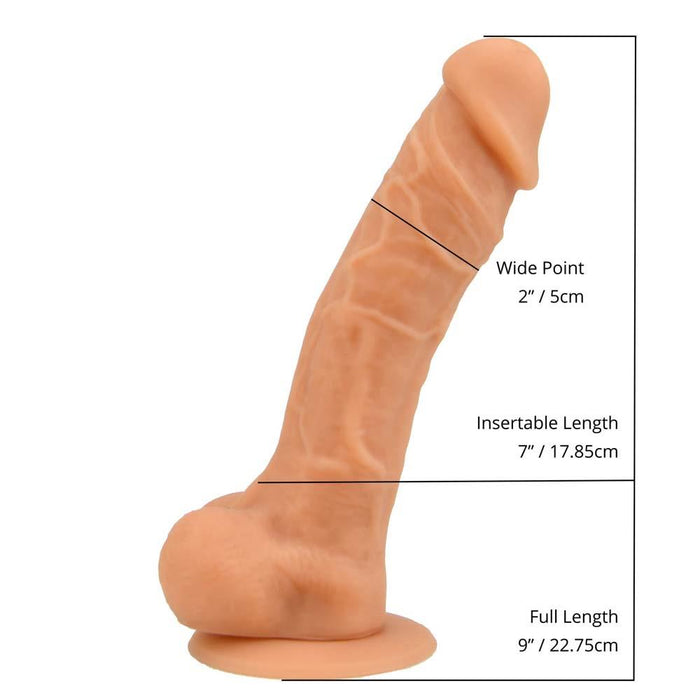 Loving Joy 9 Inch Realistic Silicone Dildo with Suction Cup and Balls