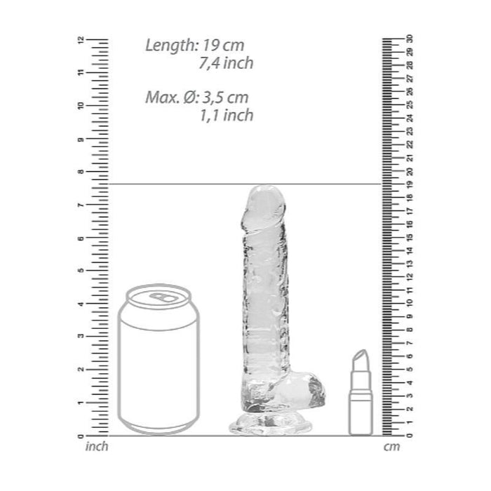 Real Rock Crystal Clear 7" Realistic Dildo With Balls (Transparent)