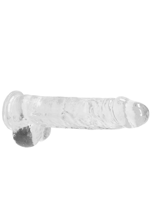 Real Rock Crystal Clear 9" Realistic Dildo With Balls (Transparent)