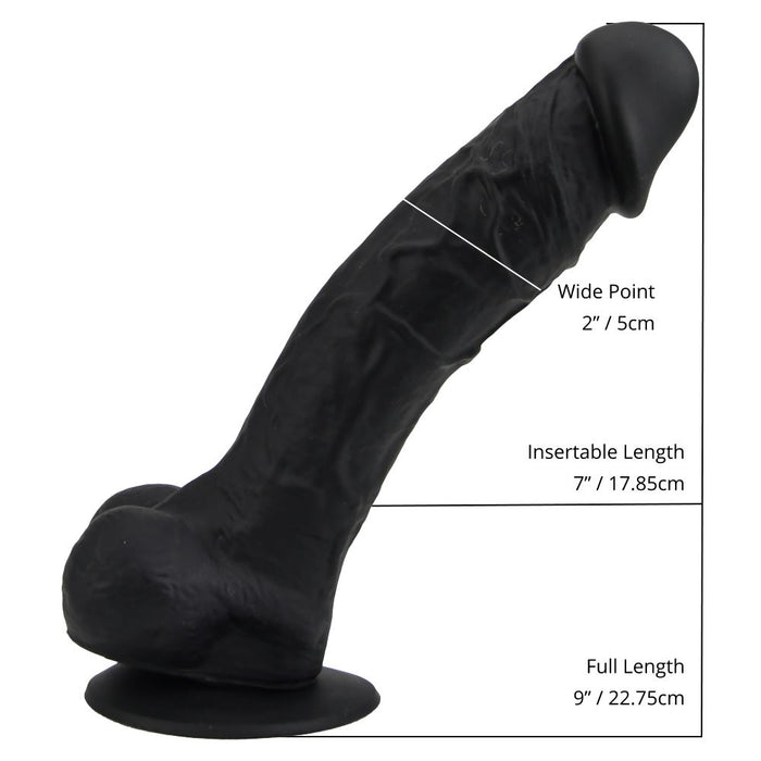 Loving Joy 9 Zoll Realistisches Silikon Dildo mit Saugnapf und Kugeln Schwarz