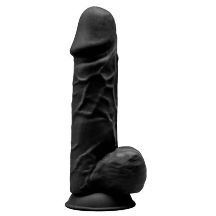 SilexD 8.5 inch Realistic Silicone Dual Density Girthy Dildo with Suction Cup with Balls Black