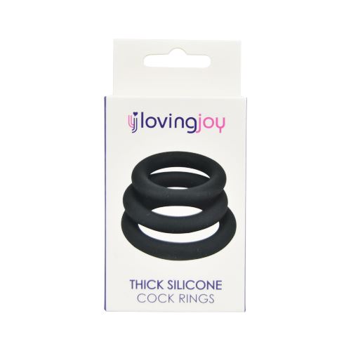 Loving Joy Thick Silicone Cock Rings 3 Pack Gris