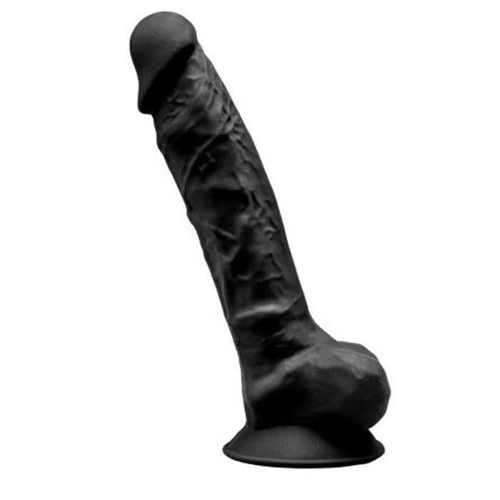 SilexD 9 inch Realistic Silicone Dual Density Dildo with Suction Cup with Balls Black