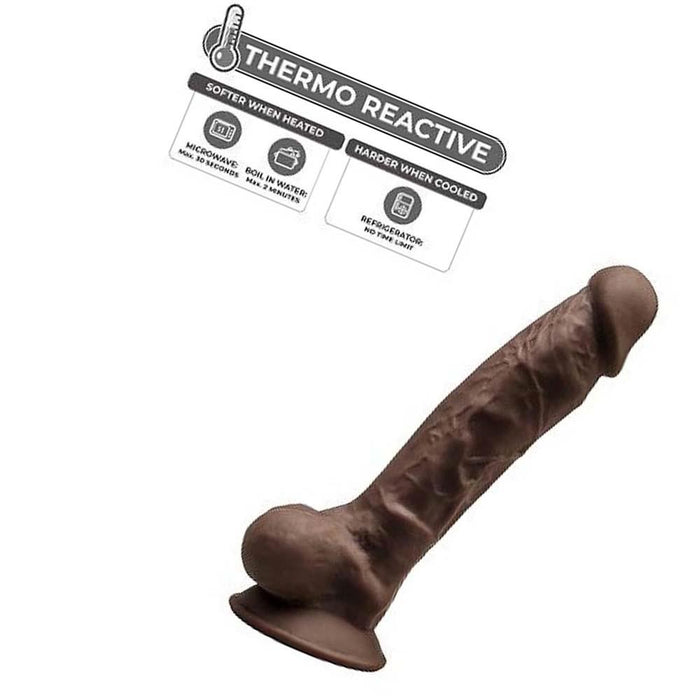 SilexD 7 inch Realistic Silicone Dual Density Dildo with Suction Cup and Balls Brown