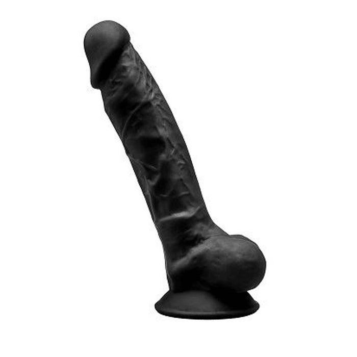 SilexD 7 inch Realistic Silicone Dual Density Dildo with Suction Cup and balls Black