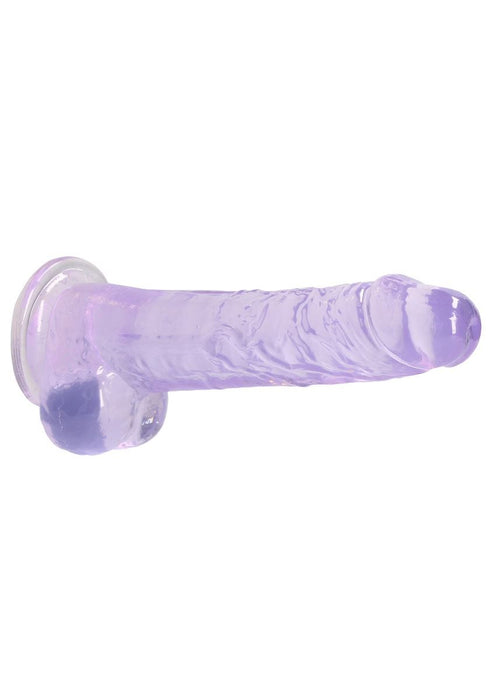 Real Rock Crystal Clear 8" Realistic Dildo With Balls (Purple)