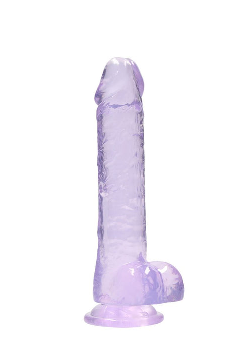 Real Rock Crystal Clear 8" Realistic Dildo With Balls (Purple)