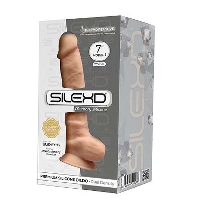 SilexD 7 inch Realistic Silicone Dual Density Dildo with Suction Cup and balls