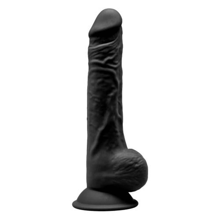 SilexD 9.5 inch Realistic Silicone Dual Density Dildo with Suction Cup with Balls Black