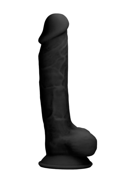 Real Rock Silicone Dildo With Balls 7" (Black)