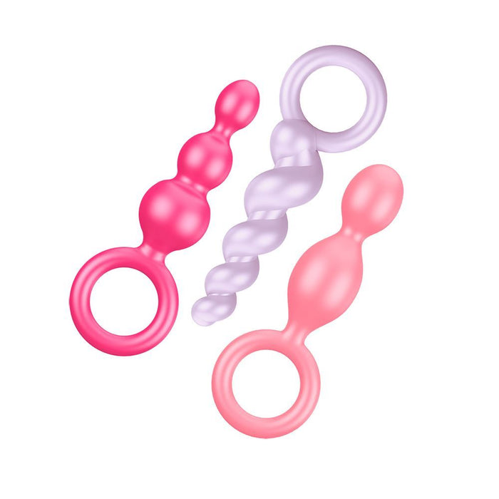 Satisfyer Plugs - Coloured (Pink  Purple & Red) (Booty Call - Coloured set of 3)