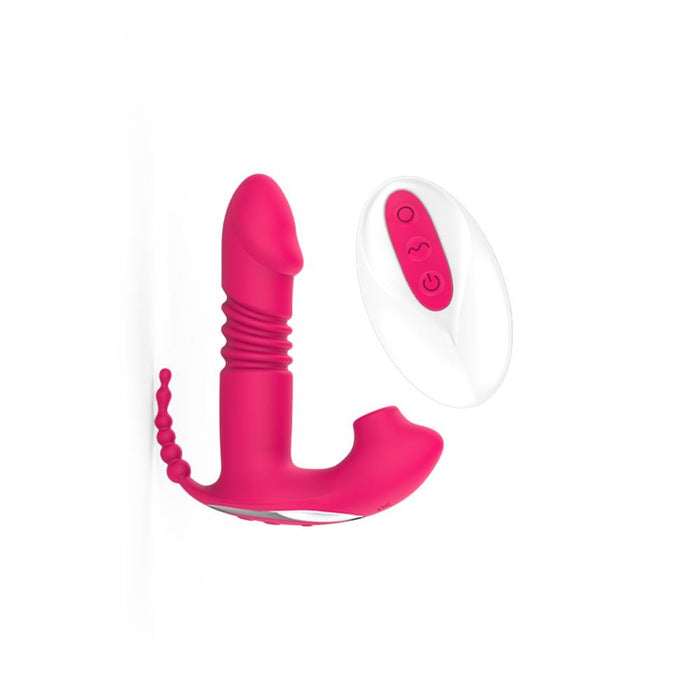 Love2b 3-1 Vibrator Telescopic Sucking Anal Wearable Remote Control Waterproof