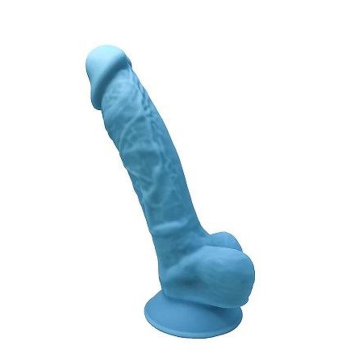 SilexD 7 inch Realistic Silicone Dual Density Dildo with Suction Cup and Balls Blue