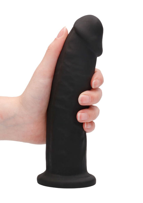 Real Rock Silicone Dildo Without Balls 7.5" (Black)