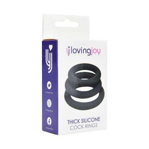 Loving Joy Thick Silicone Cock Rings 3 Pack Gris