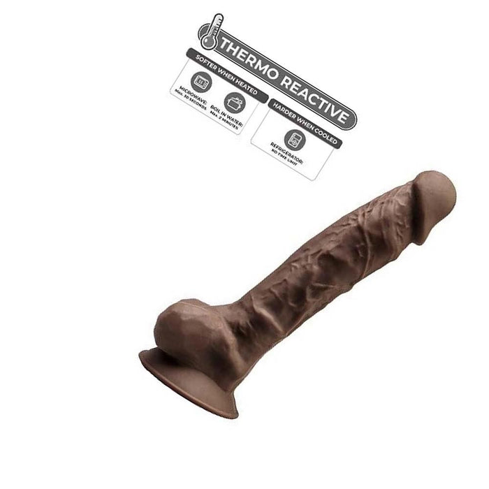 SilexD 9 inch Realistic Silicone Dual Density Dildo with Suction Cup with Balls Brown