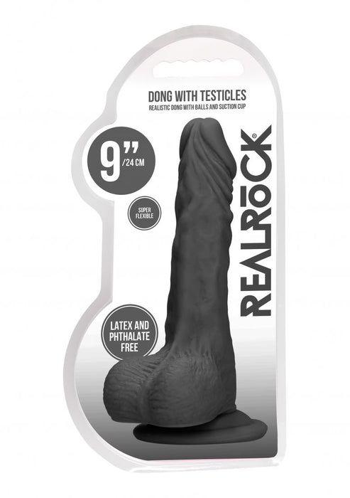 Real Rock - Dong W Testicles 9 inches - Black