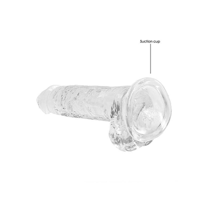 Real Rock Crystal Clear 7" Realistic Dildo With Balls (Transparent)