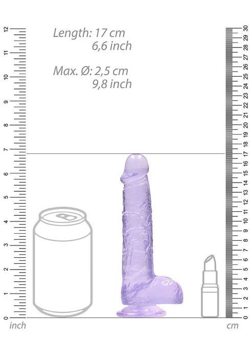 Real Rock Crystal Clear 6" Realistic Dildo With Balls (Purple)