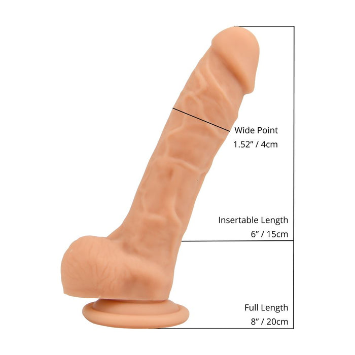 Loving Joy 8 Inch Realistic Silicone Dildo with Suction Cup and Balls