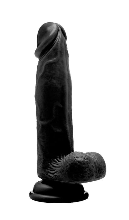 Real Rock Skin - Realistic Cock 8" With Scrotum (Black)