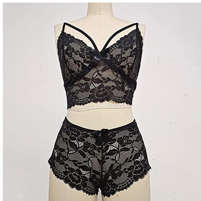 Unleash Your Seductive Side with our Women's Sexy Exotic Lingerie 2 Piece Set in Black!