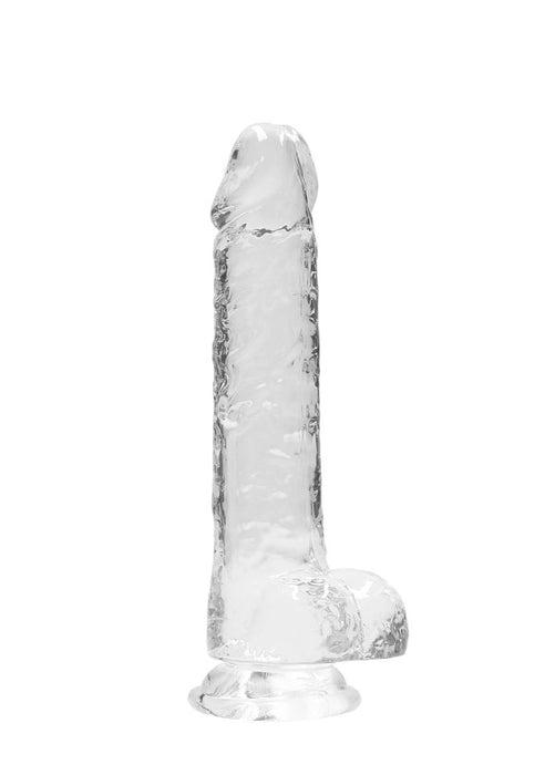 Real Rock Crystal Clear 8" Realistic Dildo With Balls (Transparent)