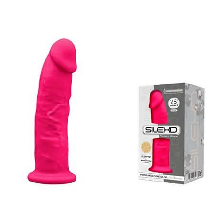 SilexD 7.5 inch Realistic Silicone Dual Density Dildo with Suction Cup Pink