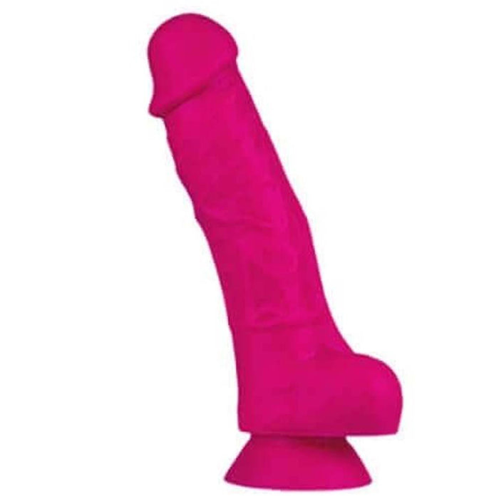 SilexD 7 inch Realistic Silicone Dual Density Dildo with Suction Cup and Balls Pink