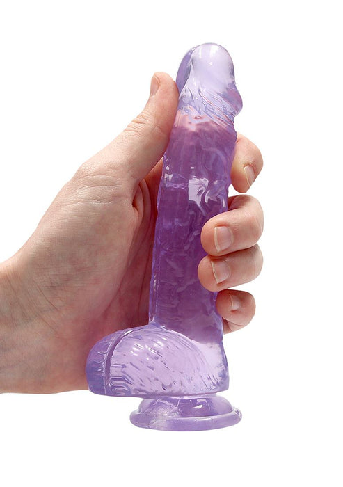 Real Rock Crystal Clear 6" Realistic Dildo With Balls (Purple)