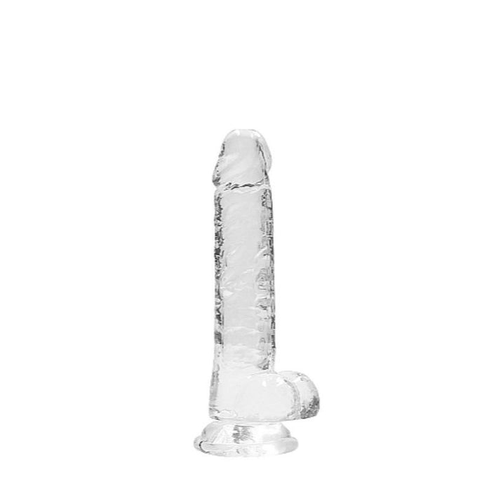 Real Rock Crystal Clear 7" Realistic Dildo With Balls (Transparent)