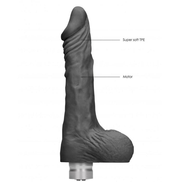 Real Rock - 23 cm Realistic Vibrating Dildo - Black Vibrator