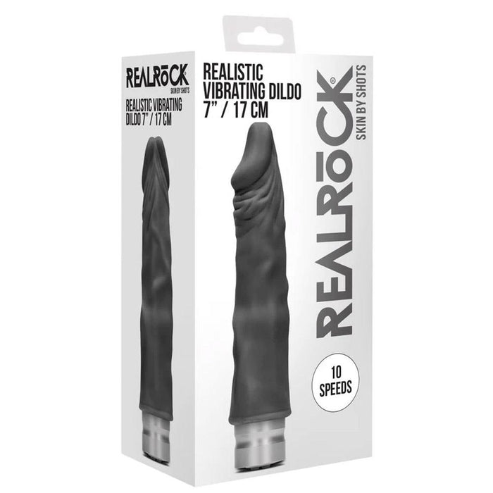 Real Rock - 17 cm Realistic Vibrating Dildo - Black Vibrator