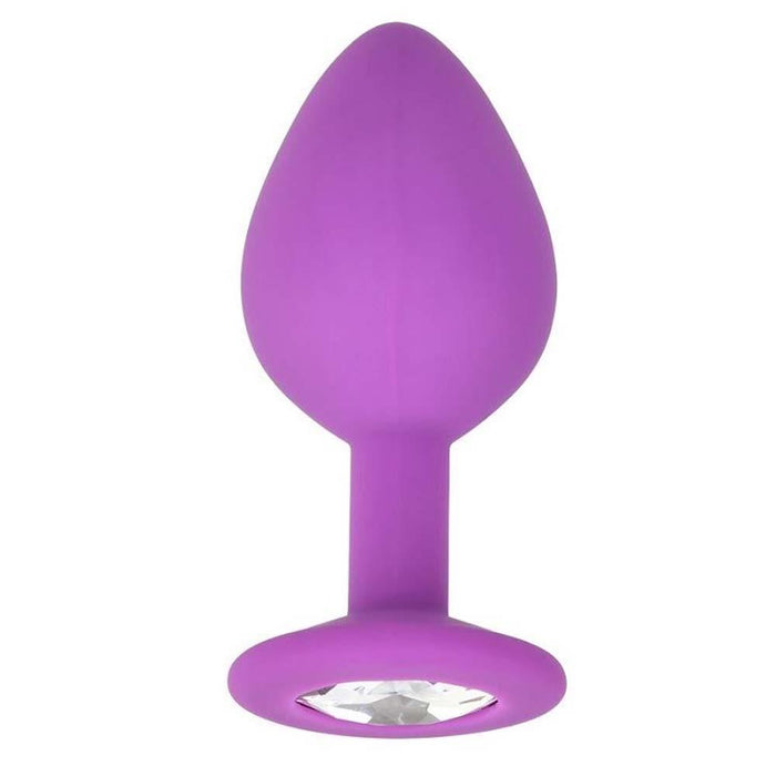 Loving Joy Jewelled Silicone Butt Plug Purple - Medium