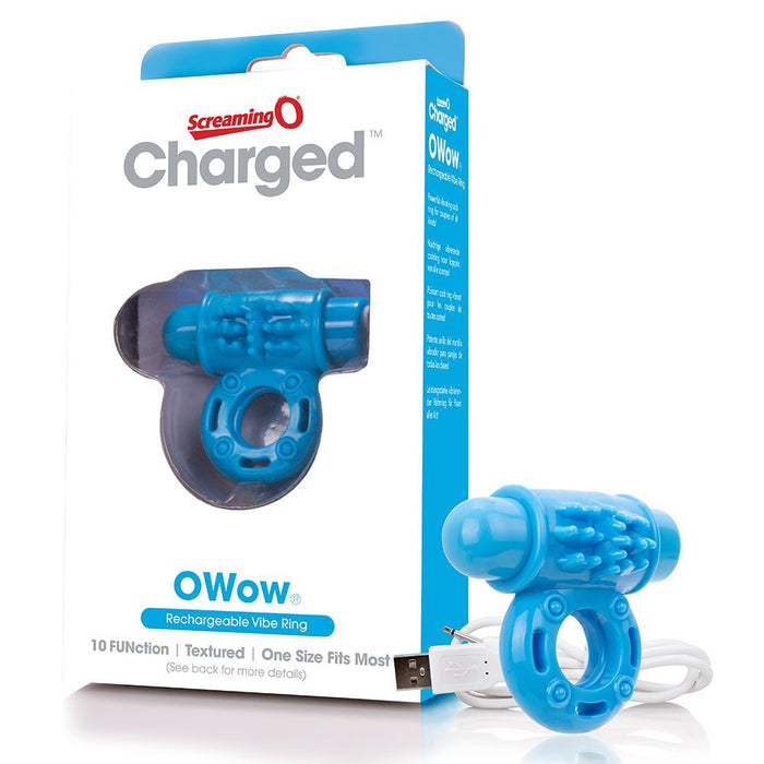 Screaming O Charged OWow Vibrating Cock Ring - Blue